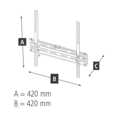 Kép 3/4 - Hama TV Wall Bracket Rigid 165cm (65") to 35kg Wall Spacing 2,3cm