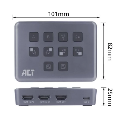 Kép 4/5 - ACT AC7610 Dual HDMI input USB-C Video Switcher for capturing and live streaming