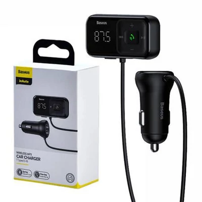 Baseus S-16 Bluetooth FM Transzmitter és USB autós töltő (CCMT000201)