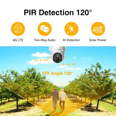 Kép 6/6 - Laxihub Arenti GO3G + SP2 2K 3MP 4G Kültéri PIT akkumulátoros biztonsági kamera