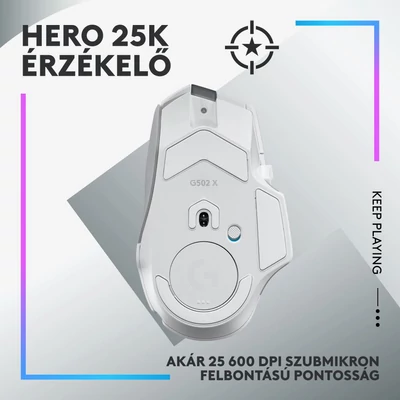 Kép 11/15 - Logitech G502 X Plus Gaming egér játékhoz fehér RGB (910-006171 / 910-006172)