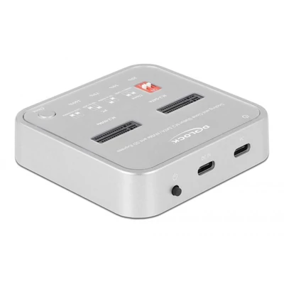 Kép 2/6 - Delock Dokkoló állomás 1 xM.2 NVMe SSD + 1 xM.2 SATA SSD számára SD Express (SD 7.1) kártyaolvasó (64138)