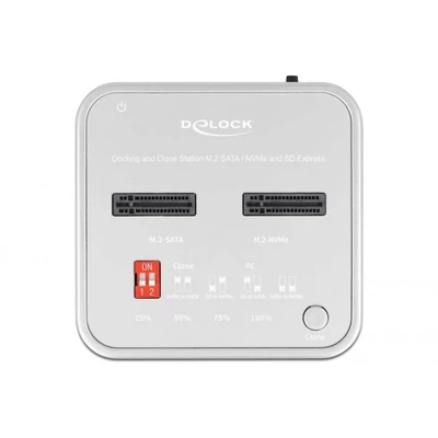 Kép 3/6 - Delock Dokkoló állomás 1 xM.2 NVMe SSD + 1 xM.2 SATA SSD számára SD Express (SD 7.1) kártyaolvasó (64138)