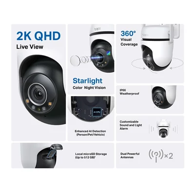 Kép 2/9 - TP-Link Tapo C520WS Outdoor Pan/Tilt Security WiFi Camera