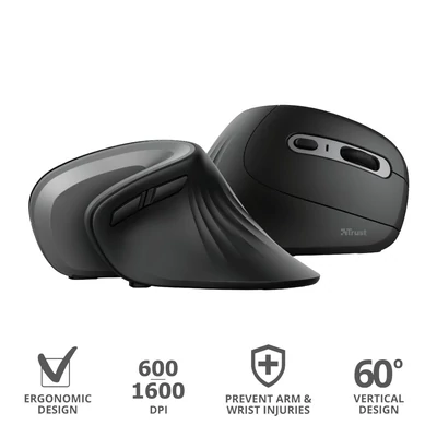 Kép 2/3 - Trust Verro Ergonomic Wireless Mouse Black