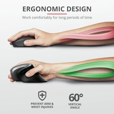 Kép 3/3 - Trust Verro Ergonomic Wireless Mouse Black
