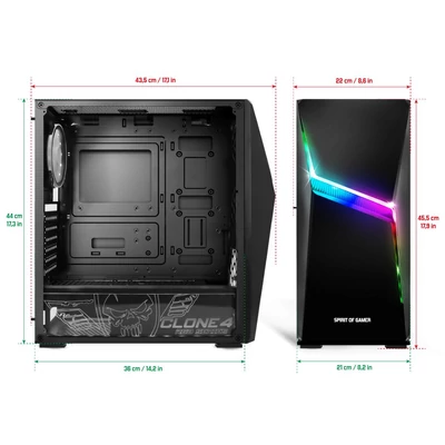 Kép 7/7 - Spirit Of Gamer Clone 4 RGB Tempered Glass Black