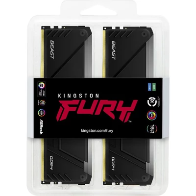 Kép 8/9 - Kingston 64GB DDR4 3200MHz Kit(2x32GB) Fury Beast RGB Black