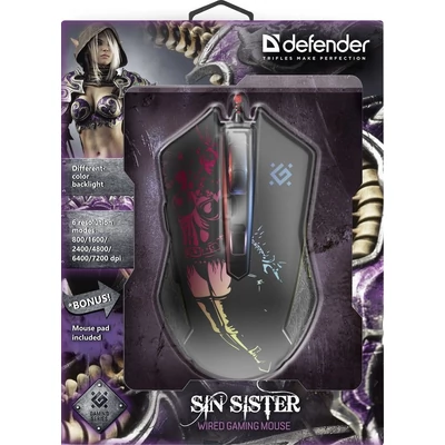 Kép 4/4 - Defender GM-933 Sin''Sister RGB Gaming Mouse Black