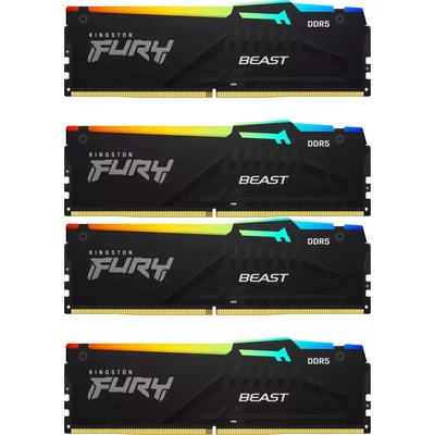 Kingston 128GB DDR5 5200MHz Kit(4x32GB) Fury Beast RGB Black