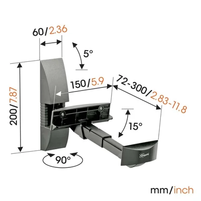 Kép 2/4 - Vogel's VLB 200 Speaker Wall Mounts (2x) 20kg Black