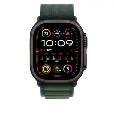 Kép 3/3 - Apple Watch 49mm Alphine Loop Dark Green Black Titanium Finish Large
