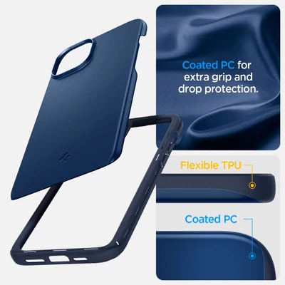 Kép 14/17 - Spigen iPhone 15 Case Thin Fit Navy Blue