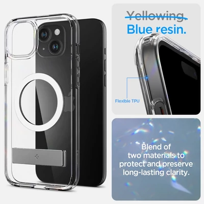 Kép 15/16 - Spigen iPhone 15 Case Ultra Hybrid S MagSafe (MagFit) Crystal Clear