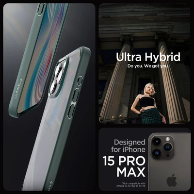 Kép 15/15 - Spigen iPhone 15 Pro Max Case Ultra Hybrid Frost Green