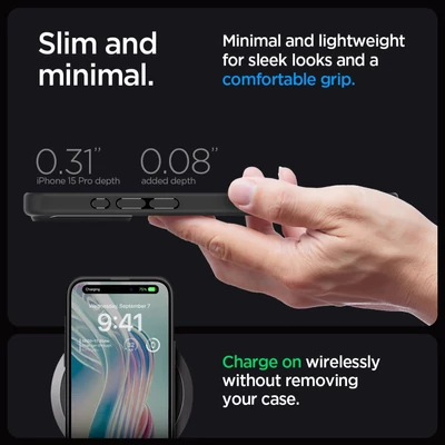 Kép 10/15 - Spigen iPhone 15 Pro Max Case Ultra Hybrid Matte Black