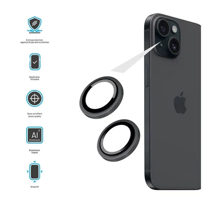 Kép 3/4 - FIXED edzett üveg kamera lencsevédő Apple iPhone 16/16 Plus telefonokhoz, asztroszürke