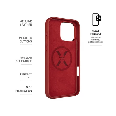 Kép 4/11 - FIXED MagLeather telefontok MagSafe támogatással Apple iPhone 16 Pro Max készülékhez, piros