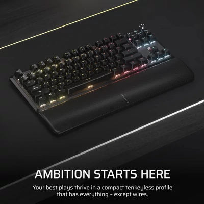 Kép 2/13 - Corsair K70 Core TKL RGB Red Mechanical Gaming Wireless Keyboard Black US