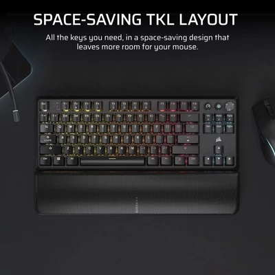 Kép 3/13 - Corsair K70 Core TKL RGB Red Mechanical Gaming Wireless Keyboard Black US