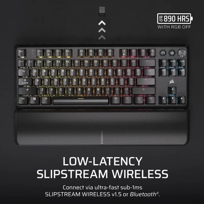 Kép 5/13 - Corsair K70 Core TKL RGB Red Mechanical Gaming Wireless Keyboard Black US