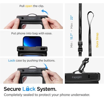 Kép 13/13 - Spigen Aqua Shield WaterProof Floating Case + WaterProof Waist Bag A621 Set Black