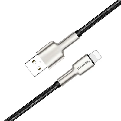 Kép 6/14 - ColorWay USB-A to Apple Lightning (head metal) 2.4A 1m Black