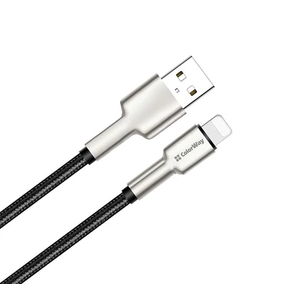 Kép 8/14 - ColorWay USB-A to Apple Lightning (head metal) 2.4A 1m Black