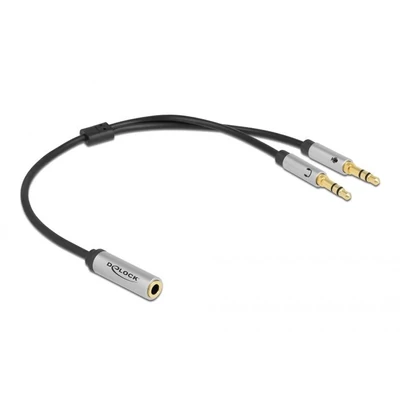Kép 2/2 - DeLock Headset Adapter 1 x 3.5 mm 4 pin Stereo jack female to 2 x 3.5 mm 3 pin Stereo jack male (CTIA)