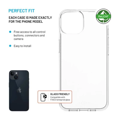 Kép 3/10 - FIXED újrahasznosított anyagból készült AntiUV TPU hátlap Apple iPhone 15 készülékhez, átlátszó