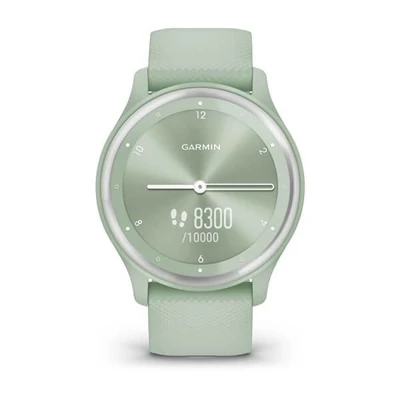 Kép 4/7 - Garmin Vivomove Sport Cool Mint Case and Silicone Band with Silver Accents