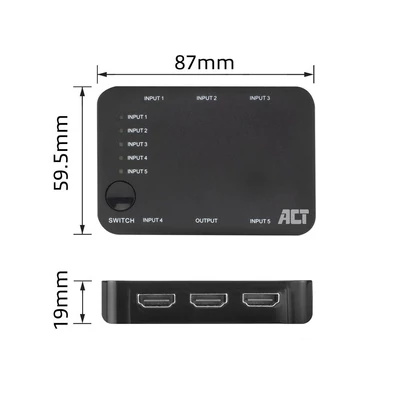 Kép 6/7 - ACT AC7841 4K HDMI Switch 5 in 1 out