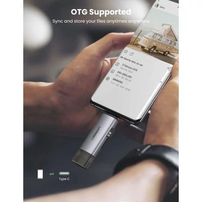 Kép 4/4 - UGREEN 2-in-1 USB-C OTG Card Reader Grey
