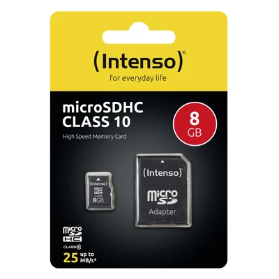 Kép 2/4 - Intenso 8GB microSD Class 10 adapterrel