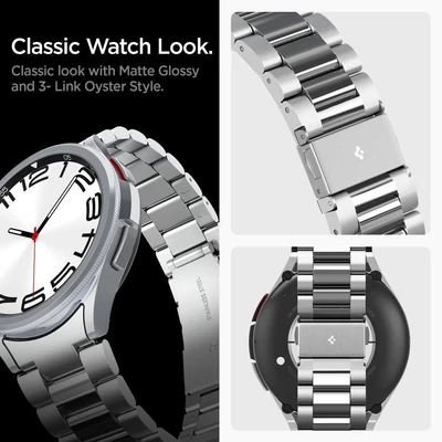 Kép 4/6 - Spigen Modern Fit 316L Band Samsung Galaxy Watch6 Classic 47mm Silver