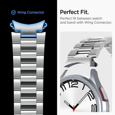 Kép 6/6 - Spigen Modern Fit 316L Band Samsung Galaxy Watch6 Classic 47mm Silver
