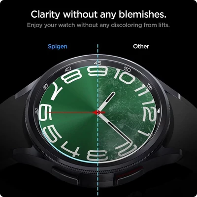 Kép 10/11 - Spigen Glass tR EZ Fit 2 Pack for Samsung Galaxy Watch6 Classic 47mm