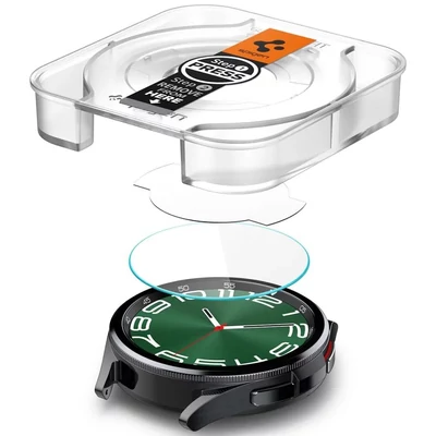 Kép 5/11 - Spigen Glass tR EZ Fit 2 Pack for Samsung Galaxy Watch6 Classic 47mm