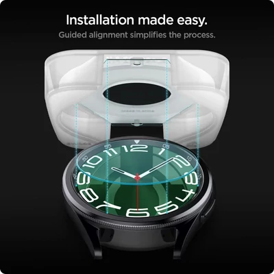 Kép 9/11 - Spigen Glass tR EZ Fit 2 Pack for Samsung Galaxy Watch6 Classic 47mm