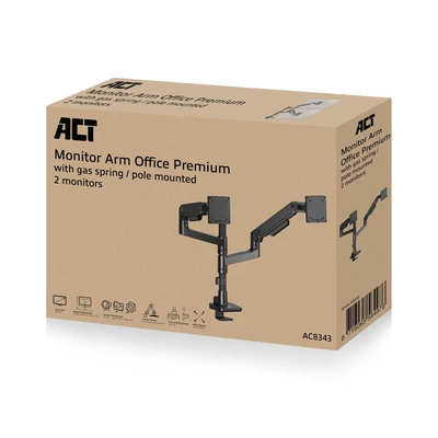 Kép 9/17 - ACT AC8343 Dual Monitor Arm Office Premium with Gas Spring Pole Mounted