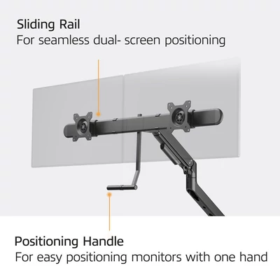 Kép 8/13 - ACT AC8344 Dual Monitor Arm Office Premium with Gas Spring Crossbar