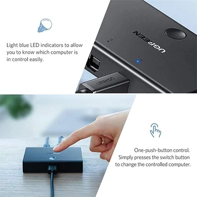 Kép 5/7 - UGREEN USB2.0 Sharing Switch 2x1 Black