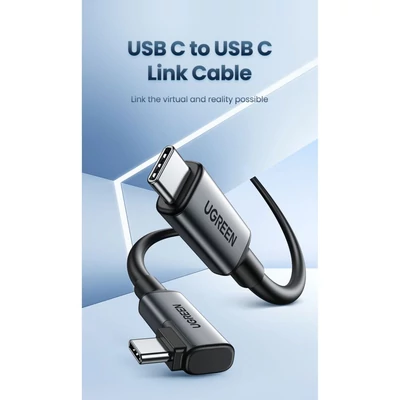 Kép 2/4 - UGREEN Right Angle USB-C to USB-C Link Cable 5m Black