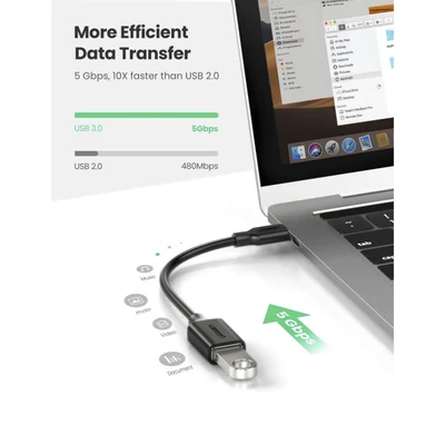 Kép 2/4 - UGREEN Type-C USB 3.0 Converter Adapter 150mm Black