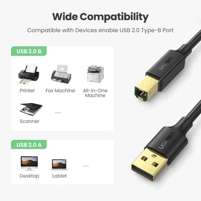 Kép 2/4 - UGREEN USB-A To BM Print Cable 1,5m Black
