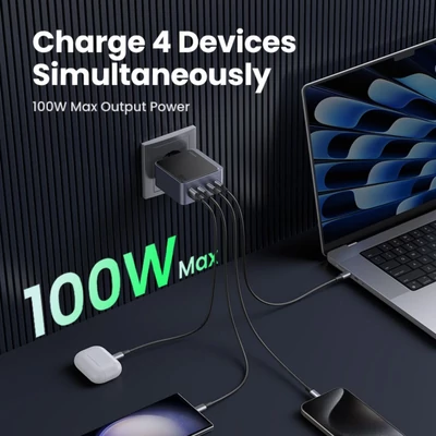 Kép 2/5 - UGREEN Nexode S 100W 4-Port GaN Fast Charger EU Grey