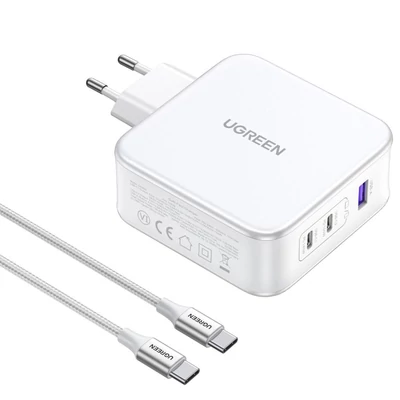 Kép 2/4 - UGREEN Nexode USB-A+2*USB-C 140W GaN Fast Charger+USB-C Cable White