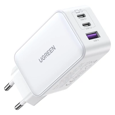Kép 3/4 - UGREEN Nexode USB-A+2*USB-C 65W GaN Tech Fast Charger White