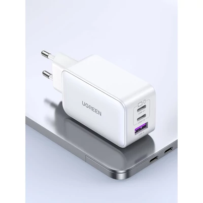 Kép 4/4 - UGREEN Nexode USB-A+2*USB-C 65W GaN Tech Fast Charger White