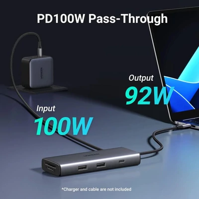 Kép 5/8 - UGREEN Revodok Pro 107 USB-C Hub 7-in-1 10Gbps USB C 3.2 & 2 USB-A 3.2 4K HDMI Grey